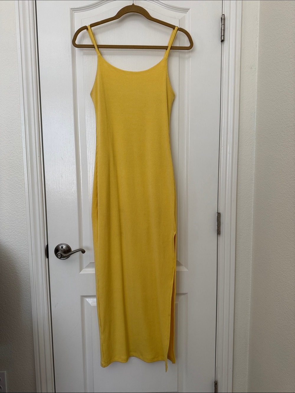 VICI Sunny Yellow Ribbed Slip Maxi Dress